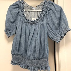 NWT Old Navy chambray puff sleeve top